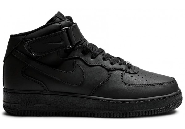 Кроссовки Nike Air Force 1 Mid '07 Black с мехом