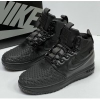 Кроссовки Nike Lunar Force 1 Duckboot 17 Triple Black с мехом