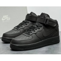 Кроссовки Nike Air Force 1 Mid '07 Black с мехом