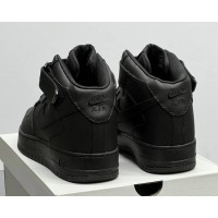 Кроссовки Nike Air Force 1 Mid '07 Black с мехом