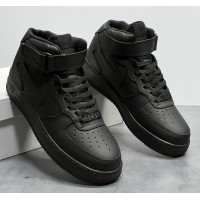 Кроссовки Nike Air Force 1 Mid '07 Black с мехом