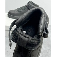 Кроссовки Nike Air Force 1 Mid '07 Black с мехом