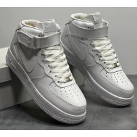 Кроссовки Nike Air Force 1 Mid White с мехом