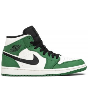 Nike Air Jordan 1 High Pine Green White с мехом