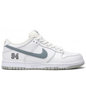 Supreme x Nike SB Dunk Low White Metallic Silver