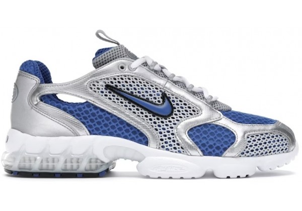 Stussy x Nike Air Zoom Spiridon Cage 2 Metallic Silver Varsity Royal