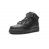 Nike Air Force 1 Mid '07 Triple Black с мехом