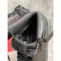 Nike Air Force 1 Mid '07 Triple Black с мехом