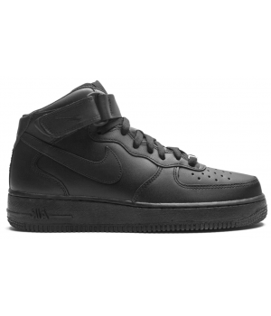 Nike Air Force 1 Mid '07 Triple Black с мехом