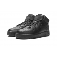 Nike Air Force 1 Mid '07 Triple Black с мехом