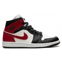 Nike Air Jordan 1 Mid White Bred Toe