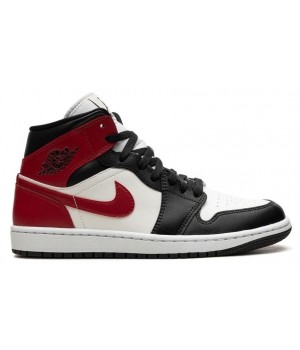 Nike Air Jordan 1 Mid White Bred Toe