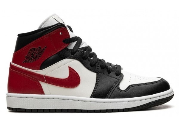 Nike Air Jordan 1 Mid White Bred Toe