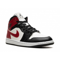 Nike Air Jordan 1 Mid White Bred Toe