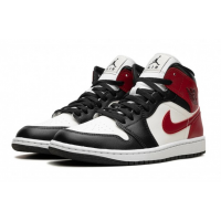 Nike Air Jordan 1 Mid White Bred Toe