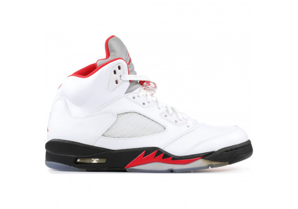 Кроссовки Nike Air Jordan 5 Fire белые с красным
