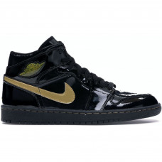 Nike кроссовки Air Jordan 1 Retro Black Metallic Gold черные с золотым