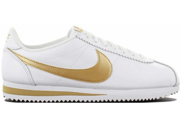 Кроссовки Nike Cortez белые с золотым