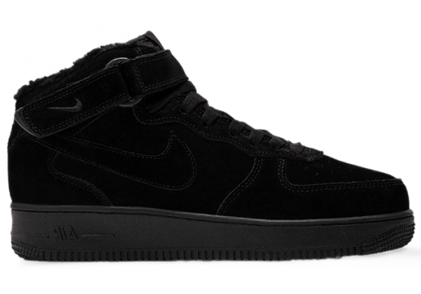 Кроссовки Nike Air Force 1 Mid Black с мехом