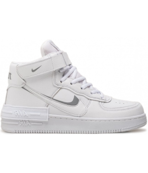 Nike Air Force 1 Shadow High White Grey зимние