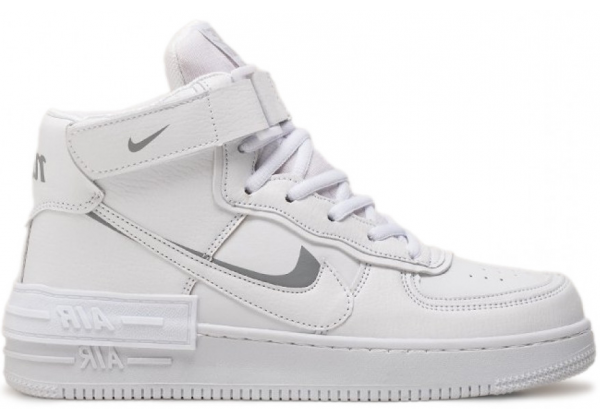 Nike Air Force 1 Shadow High White Grey зимние