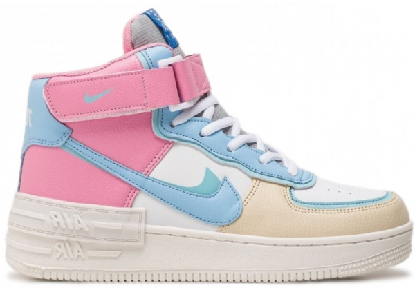 Nike Air Force 1 Shadow High Blue Pink зимние