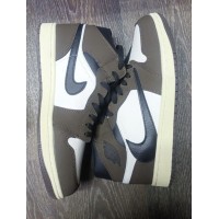 Кроссовки Nike Air Jordan 1 Retro коричневые с белым