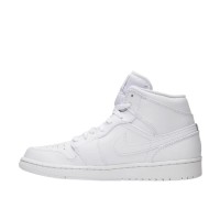 Air Jordan 1 Mid Triple White белые