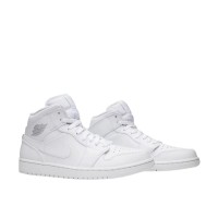 Air Jordan 1 Mid Triple White белые