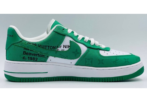 Nike Air Force 1 × Louis Vuitton белые с зеленым