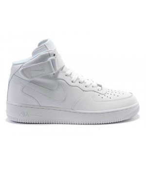 Кроссовки Nike Air Force 1 Mid All White с мехом