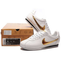 Кроссовки Nike Cortez белые с золотым