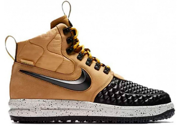 Nike Lunar Force 1 Duckboot Metallic Gold Light Bone Black с мехом