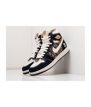 Dior X Nike Air Jordan 1 черные с коричневым